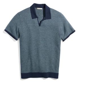 Marine Layer Liam Sweater Polo in Navy/Light Blue
